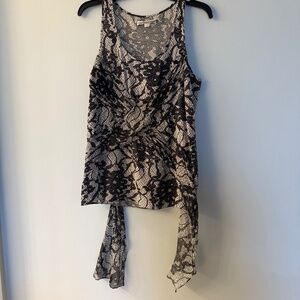 Bensoni 100% Silk snakeskin pattern tank sleeveless blouse black white size 10